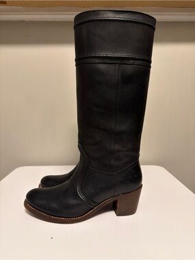 FRYE Jane Stitch Tall Leather Boots 77233 Black Women’s US 10 B